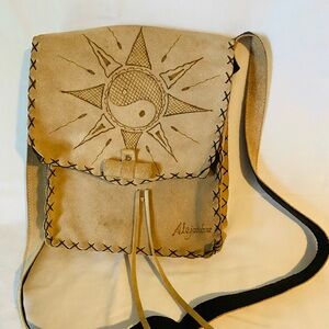 Tan Crossbody Bag with Sun Design